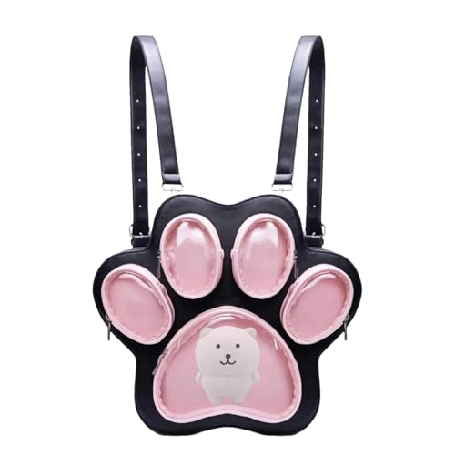 Mochila para meninas da escola | Mochila escolar com pata de gato, mochila infantil | de armazenamento leve de pelúcia para meninas e estudantes, Nogueira preta, Refer to description