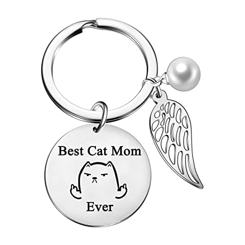 Cat Lover Gifts For Women Cat Keyring Best Cat Mom Ever Gifts Pet Lover Gifts Cat Mum Gifts Mother's Day Cat Owner Gifts Pet Rescue Gifts Friends Birthday Gifts Jewelry Funny (Best Cat Mom Ever) Cover