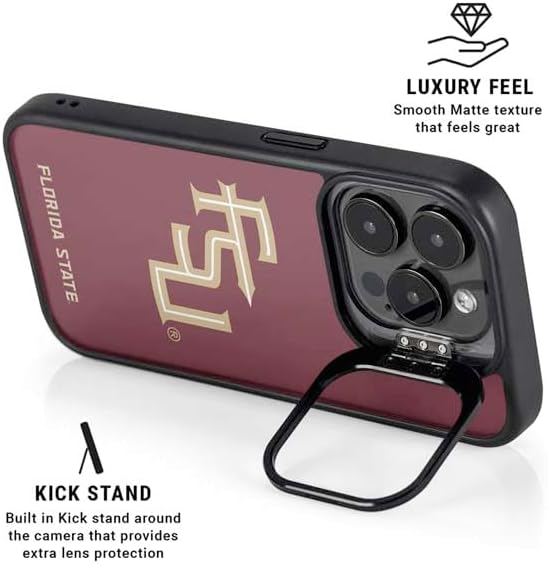 Skinit Kickstand Phone Case Compatible with iPhone 16 Pro Max - Officially Licensed Florida State FSU Seminoles Maroon Design