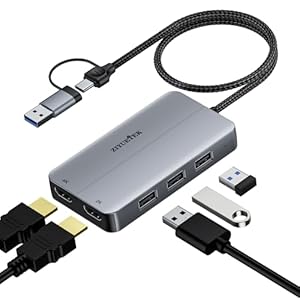 USB 3.0 to Dual HDMI Docking Station for macOS and Windows, USB C USB Hub to HDMI, HDMI Splitter Extend Display for MacBook Pro/Air/M1/M2/Dell/HP/Lenovo/Surface