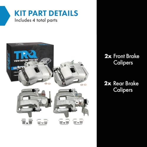 Image of TRQ Front and Rear Brake Caliper Set Caliper Brackets Hardware Compatible with 08-12 Honda Accord EX EX-L 09-14 Acura TSX