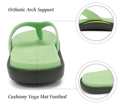 Image of KuaiLu Womens Flip Flops Arch Support Yoga Mat Cushioned Thong Sandals | Ladies Comfortable Walking Slides For Plantar Fasciitis Slip On Indoor Outdoor For Summer