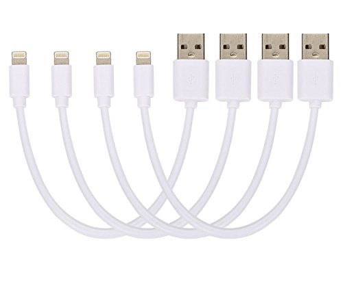 OTHOKING Lightning Cable / iPhone Charging Charger Cable (8 in) for iPhone X / 8 / 8 Plus / 7 / 7 Plus / 6 / 6 Plus / 5S (White 4 Pack)
