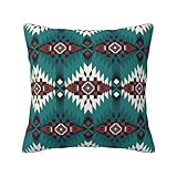 Nativo del suroeste Americano Indio Azteca Navajo, Funda de Almohada Decorativa de poliéster, Suave y esponjosa. 50x50cm