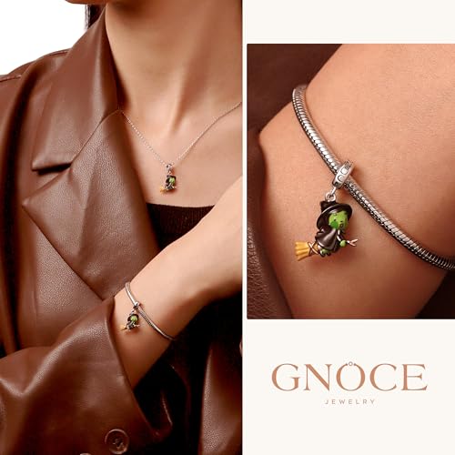 GNOCE Wicked Elphaba on Broom Flying Pendant Dangle Charm Bracelet for Women, S925 Sterling Silver Dangle Charms for Women Wife, Valentine‘s Day, Mother’s Day Jewelry3