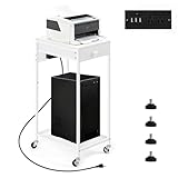 Supports d'imprimante pratiques : ce support d'imprimante domestique est livré avec une station de charge intégrée avec 2 prises AC, 3 ports USB, parfait pour alimenter des appareils électroniques. Parallèlement, le bureau d'imprimante est équipé de 4 roues pivotantes et de 4 pieds réglables, les roues pivotantes permettent à la petite table d'imprimante de glisser facilement même lorsqu'elle est complètement chargée, ou choisissez les pieds inclus pour garder le support d'imprimante blanc stationnaire pour une stabilité totale.