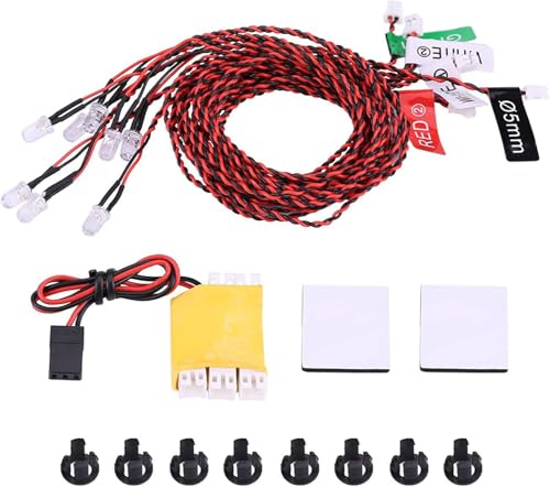 WQAPVHBG 8 LED RC Plane Led Light Kit, RC Flashing Lighting System with 23.6inch Wire, 4-6V Flashing Lights for 1/10 RC Airplane and Helicopter