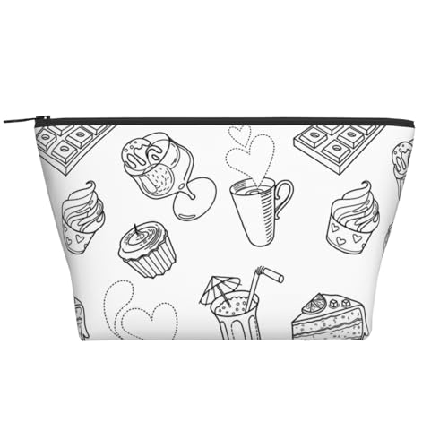 化粧ポーチ 大容量 ブラックアフタヌーンティープリント スクエア ポーチ 大きめ レディース 軽量 出張 旅行 化粧バッグ 持ち運び便利 収納 小物入れ