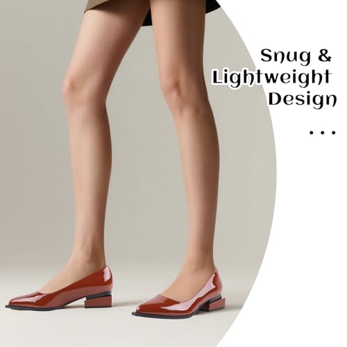 Image of LingxiaUne Dress Shoes for Women, Comfortable Dressy Flats, Womens Chunky Heel Pumps with Arch Support and Pointed Toe