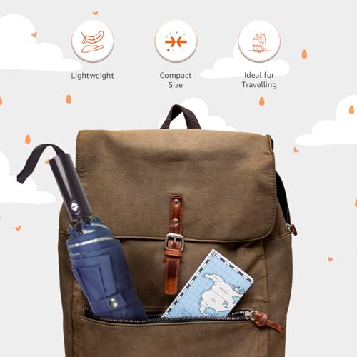 Image of Amazon Basics 3-Fold Travel Umbrella - Sophisticated Auto-Open Auto-Close Mechanism, Large 42 inch Canopy, RainProof & UV Protection|Ideal for Men & Women | Stylish, Durable, and Functional Design