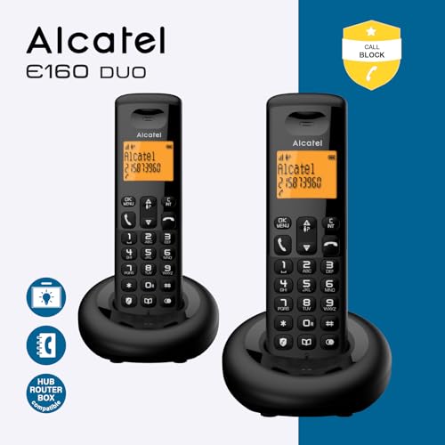 Alcatel E160 Duo Nero Telefono Cordless Dect Con Blocco Chiamate Indesiderate Ampio Display Retroilluminato Arancione Di Facile Lettura Suonerie Classiche E Polifoniche - 7