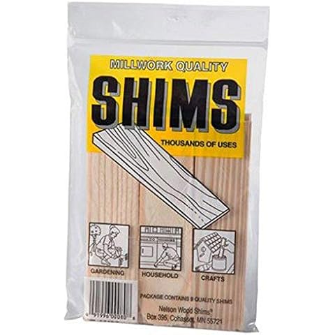 Nelson Wood Shims Elson 9 Pack 6" Wood Shims 9 Stück 15,2 cm Holzscheiben in Polybeutel zum Aufhängen an einem Clip-Streifen, Mehrfarbig, 6" Cover