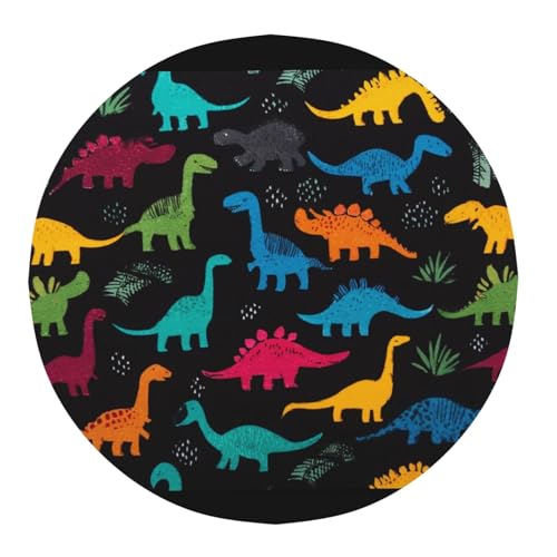 MCJDFWNMKM Tablecloth for Round Table 60 Inch Desktop Decoration Washable Table Cloth Dinosaur Palm Leaf Tables Cover Soil Resistant Water Repellant Fabric Tablecloth for Dining Party Wedding