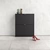 Tvilum Bright 2 Drawer Shoe Cabinet, Black Matte