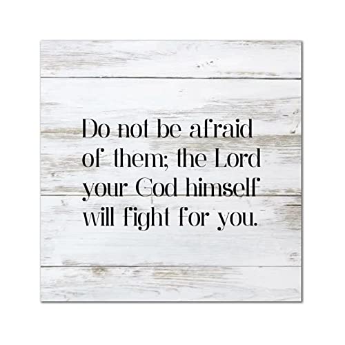 Panneau mural vintage en bois Do Not Be Afraid déco rustique salon 35cm - 2