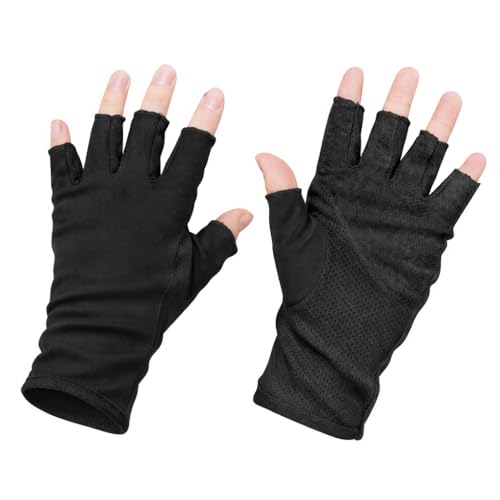 JURUAA Breathable Cool UV Lightweight Fingerless Gloves Driving Fingerless Gloves Black 2