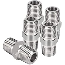 Joywayus الحلمة عرافة 1/2 "NPT ذكر x 1/2" NPT ذكر الخيوط الفولاذ المقاوم للصدأ 304 الخيوط الحلمة الأنابيب تركيبات ل Brew Kit حزمة الأنابيب المنزلية من 5
