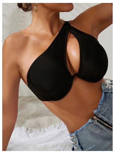 SHENHE Women's Underwire Push Up Bikini Top One Shoulder Cut Out Bathing Suit Swimwear3