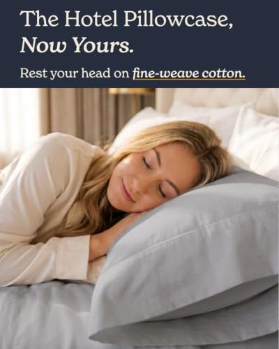 Image of Beckham Hotel Collection King Pillow Cases Set of 2, Cool Touch Sateen Pillowcases, 500TC Cotton, Silky Smooth & Soft, Open End, Light Gray