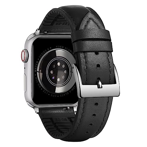Image of BINLUN Leather Silicone Bands Compatible with Apple Watch 38mm 40mm 41mm 42mm 44mm 45mm 46mm 49mm Sweatproof Replacement Strap for iWatch 11 /10 /9 /8 /7 /6 /5 /4 /3 /2 /1 /Ultra /SE Men Women