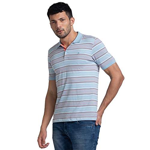 Image of Raymond Men Cotton Striped Regular Fit T-Shirt