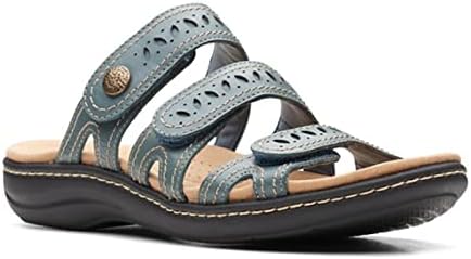 Clarks Women's Laurieann Dee Flat Sandal, Blue Grey Leather, 11 | Image 2
