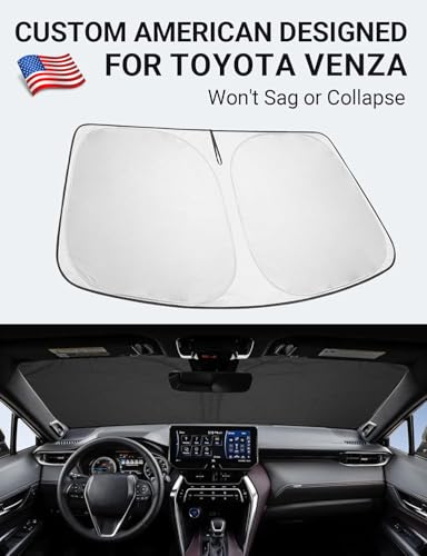 Image of Proadsy 2026 Upgrade Front Windshield Sun Shade Foldable Sunshade Protector Custom Fit 2021-2024 Venza, LE, XLE, Limited, SUV Accessories