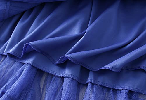 Easyoyo Saia feminina de tule evasê de malha, saia de tule com cintura elástica e babados em camadas