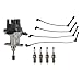 TRQ Spark Plug Kit 6 Piece Distributor Spark Plug Wires Compatible with 1998-2002 Nissan Frontier 2000-2001 Xterra