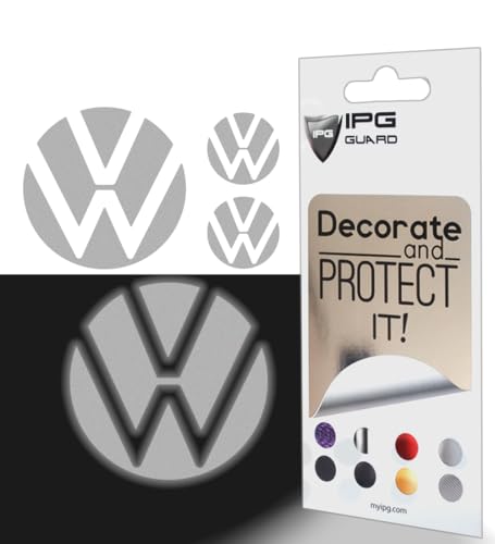 Image of IPG Decal Made for VW 2021 Passat Polo Tiguan Golf Rear /Front Emblem Logo Decals Stickers Set (4 Units) (Reflective White)