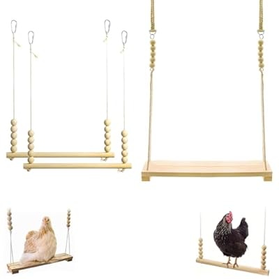 3PCS Wood Chicken Swings for Coops,Fun & Easy Install SwingsRun Accessories, Must-Have Chicken Coop Toys for Hens,Poultry