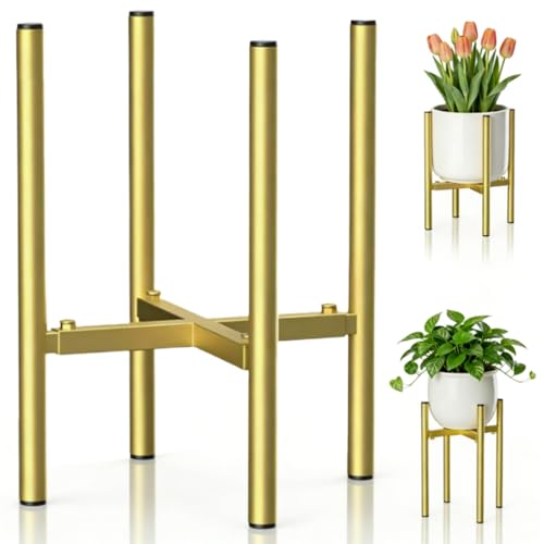 Image of Siocok Adjustable Plant Stand, Metal Plant Stands Indoor Outdoor, Metal Flower Pot Shelf 21 cm - 35 cm, Plant Pot, for Living Room Balcony Bedroom Courtyard Porch Bathroom and Home Decor