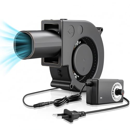 GWAEPU Ventilador radial ajustable de 12 V con salida de aire: doble rodamiento de bolas, ventilador de turbina de 220 V con control de crucero para camping barbacoa refrigeración