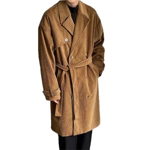 Manteau à double boutonnage en velours côtelé marron JXQXHCFS pour homme