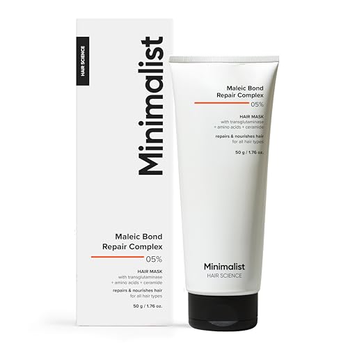 Image of Minimalist Hair Mask for Frizzy & Damaged Hair | 5% Maleic Bond Repair Complex with Amino Acids & Ceramides | Repairs Dry, Dull Hair, Controls Frizz | For Treated Hair | Men & Women | 50g