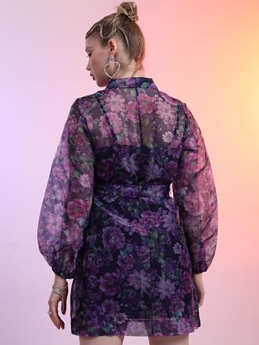 Image of Tokyo Talkies Women's Long Sleeves Shirt Collar Printed Dresses | Stylish Dresses | Casual Dresses