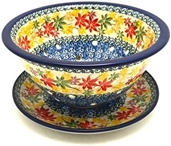 Polish Pottery Berry Bowl with Saucer - Maple Harvest