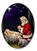 Kneeling Santa in Manger Humble Adoration Infant Christ 3-Inch Oval Magnet