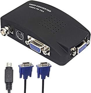 BNC to VGA, S Video VGA to VGA Converter CCTV Camera PC to TV Adapter BNC Input to VGA Input to VGA Output Laptop Computer Monitor Converter for DVR DVD Player Support PAL NTS