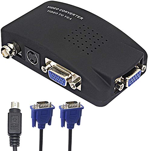 XMSJSIY Convertisseur BNC à VGA, entrée S-Video BNC à Sortie VGA Adaptateur pour caméra de Surveillance vidéo PC Moniteur Ordinateur Portable DVR TV
