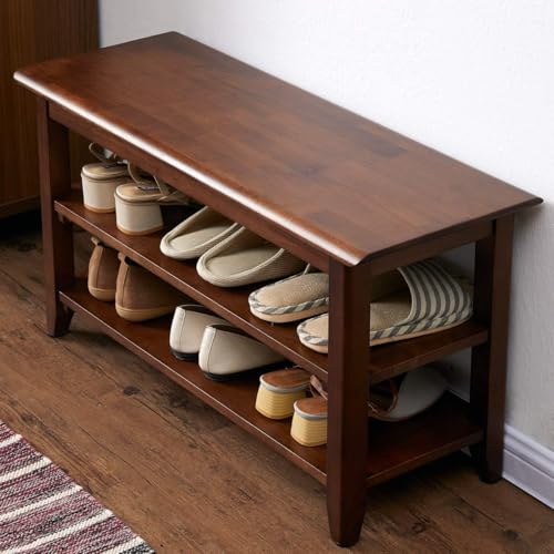 Streem Solid Wood 2 Tier Shoe Rack, Shoe Storage Organizer for Fr...