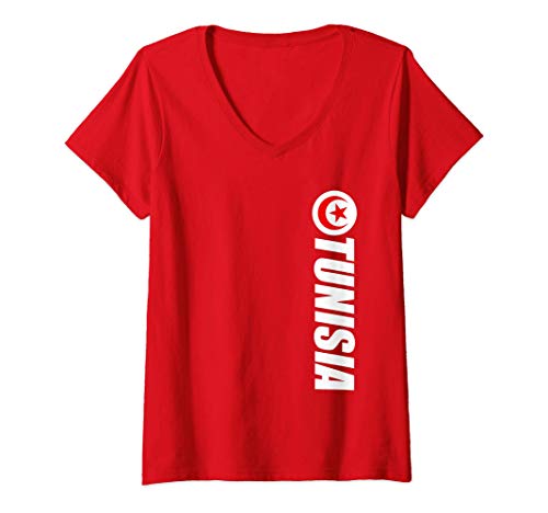 Mujer Tunisian Red Crescent Souvenir Vertical Republic Of Tunisia Camiseta Cuello V