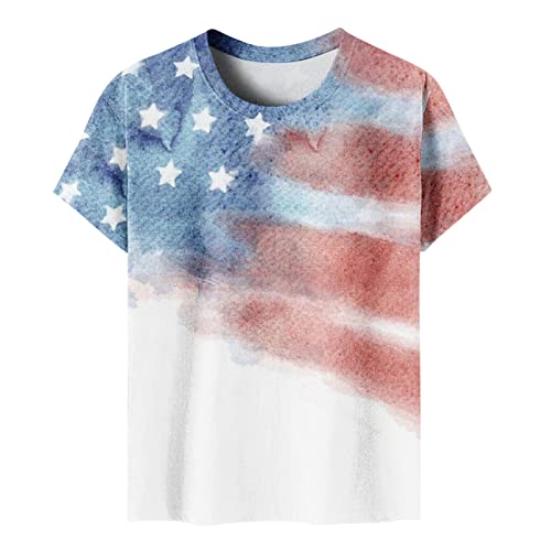 Tie Dye Shirts For Women Stars Stripes American Flag Crewneck Short Sleeve Summer Casual Tshirts Tops #TOP3