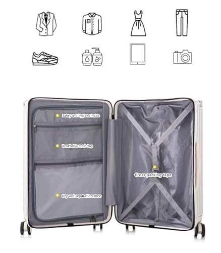 Large Suitcase 4 Wheels Lightweight Hardshell ABS+PC Suitcase 360° Universal Wheels with Zipper,Green,26in2