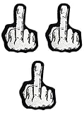 Umama Patch Set of 3 Middle Finger Hand Cartoon Sticker Patches Middle Finger Up F.U. DIY Applique...