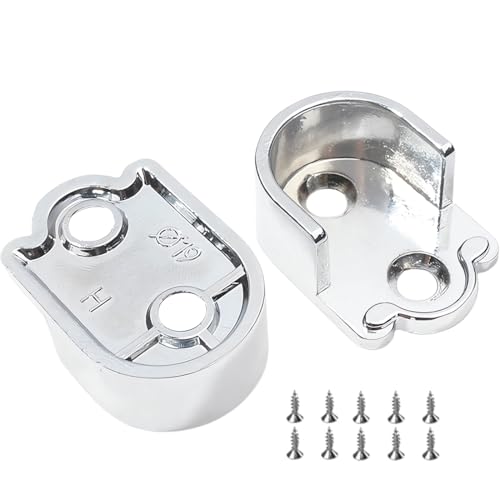 OIGWBPH 2 Stück Rundrohr Halterung for Schrankrohr Stange,Kleiderschrank Kleiderstange,Gardinenstange Halter,Flansch Stangenhalter,U-Form,19 mm mit Schrauben
