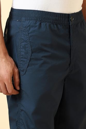 Image of Allen Solly Men's Regular Mid‑Rise Casual Pants | Cotton‑Blend Fabric | Solid Parachute Pants | Stylish & Comfortable Fit