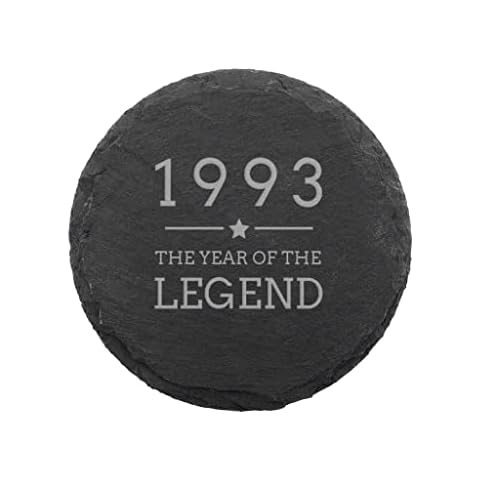 Engraved Slate Coaster -"1993 Year of The Legend" Design - 30th Birthday Gifts for Men Him - Natural Slate Placemat Cover