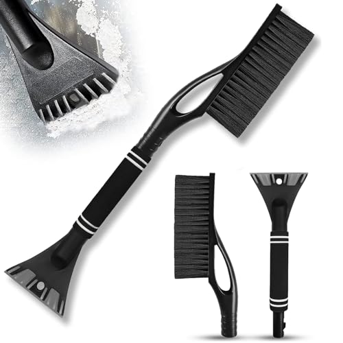 Tuofang Rascador Hielo Coche con Escoba, 2 En 1 Rascador de Hielo para Coche, Cepillo de Nieve Extraíble con Mango de Espuma Ergonómico, para Coche, SUV, Camión, Parabrisas (Negro)