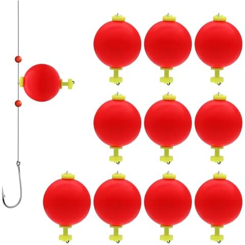 FishingPepo 10 Pieces Fishing Bobbers Unweighted Fishing Bobber Floats Foam Fishing Floats Large & Small Red Fishing Bobbers for Fishing Bobbers Floats, Fishing Bobber Set Bobbers (Large) Cover